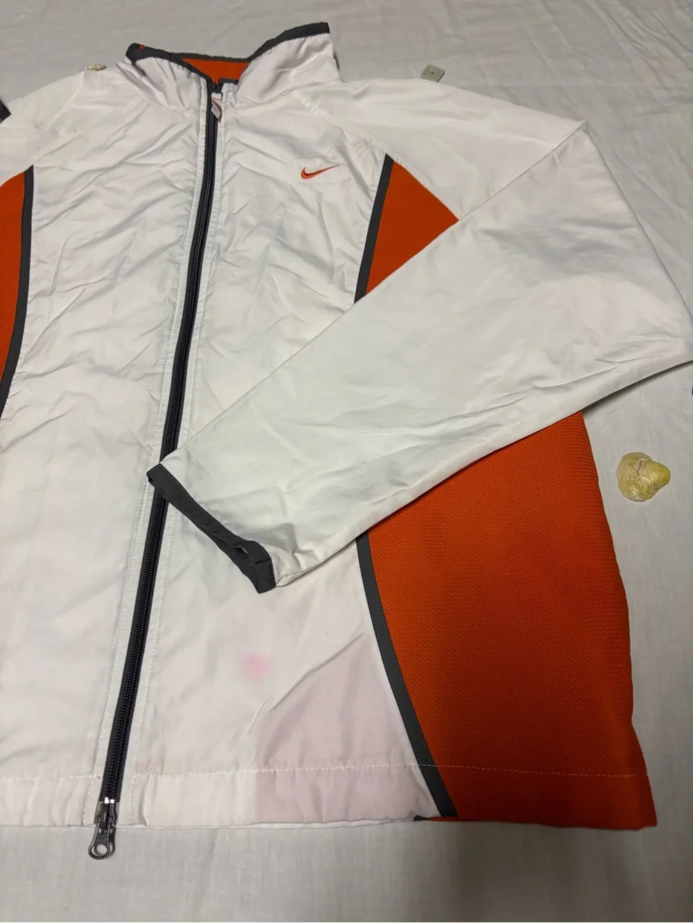 Nike White and Orange Windbreaker